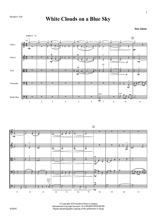 White Clouds on a Blue Sky - Full Score