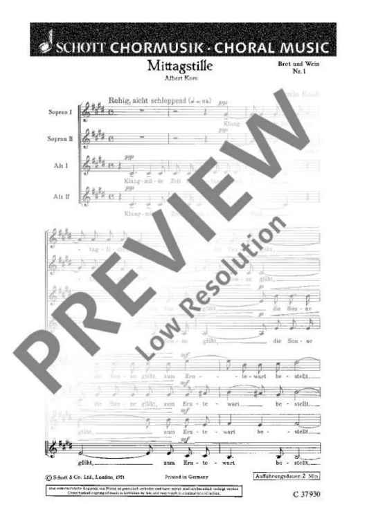 Brot und Wein - Choral Score