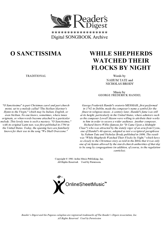 O Sanctissina / While Shepherds Watched Their Flocks By Night