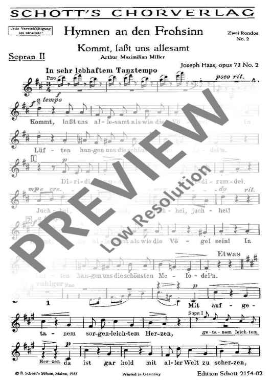 Hymnen an den Frohsinn - Soprano Ii