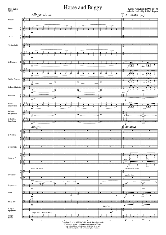 Horse and Buggy for Band - Second Edition - Full Score