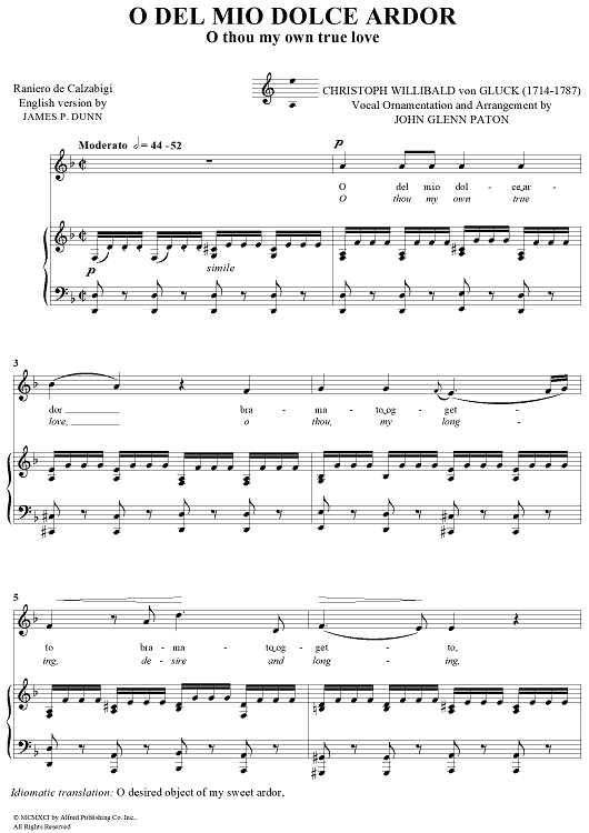 O Del Mio Dolce Ardor (O thou my own true love)