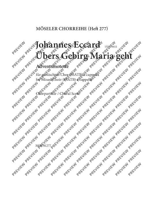 Übers Gebirg Maria geht - Choral Score