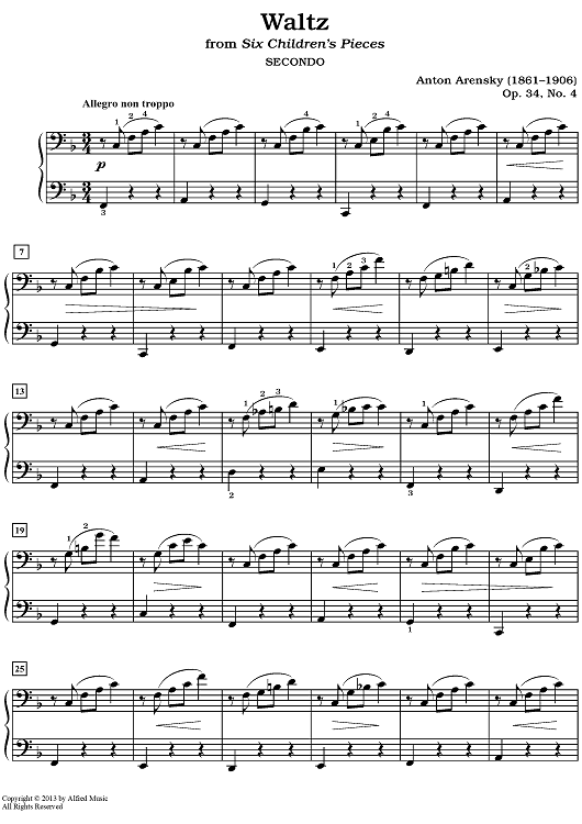 Waltz, Op. 34, No. 4 (from Six Children's Pieces)