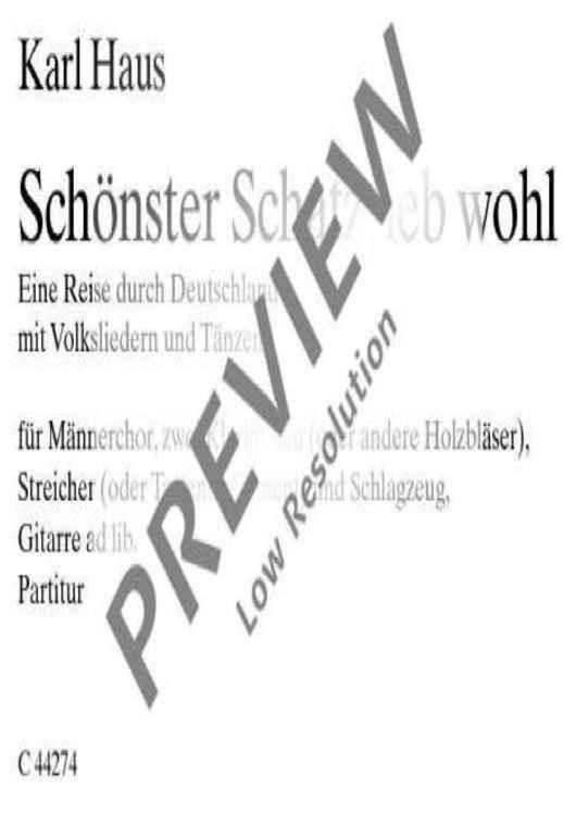 Schönster Schatz, leb wohl - Score