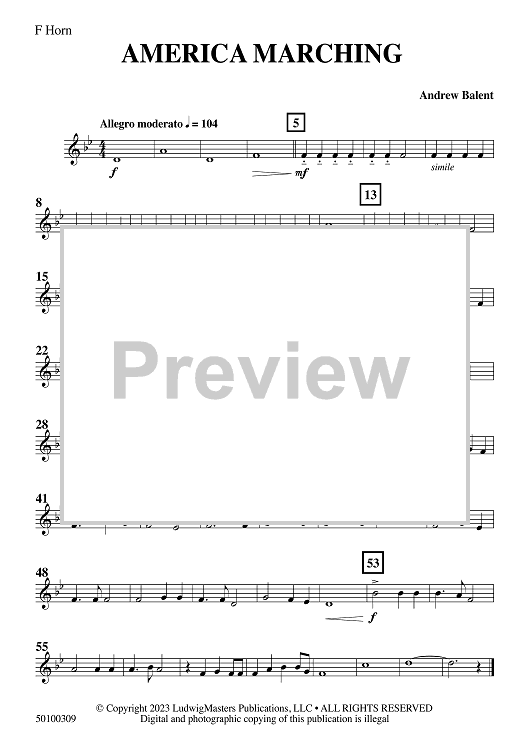 America Marching - F Horn