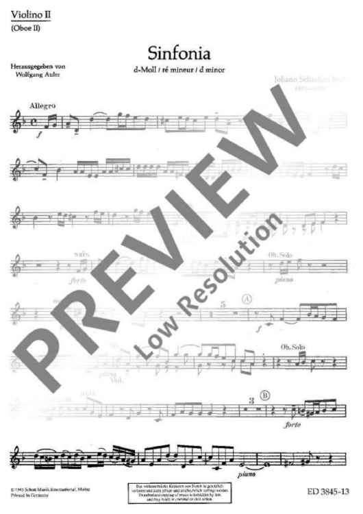 Sinfonia d minor - Violin II