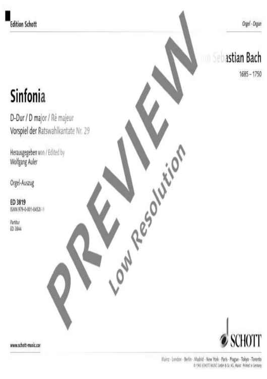 Sinfonia D major - Organ Reduction