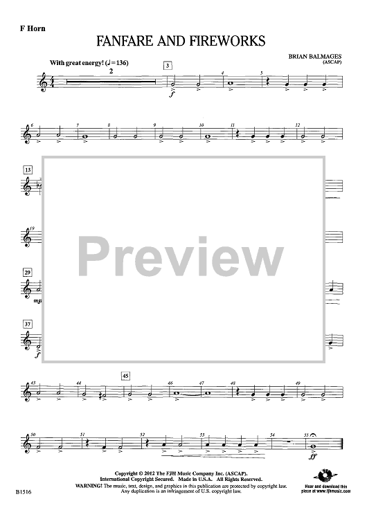 Fanfare and Fireworks - F Horn