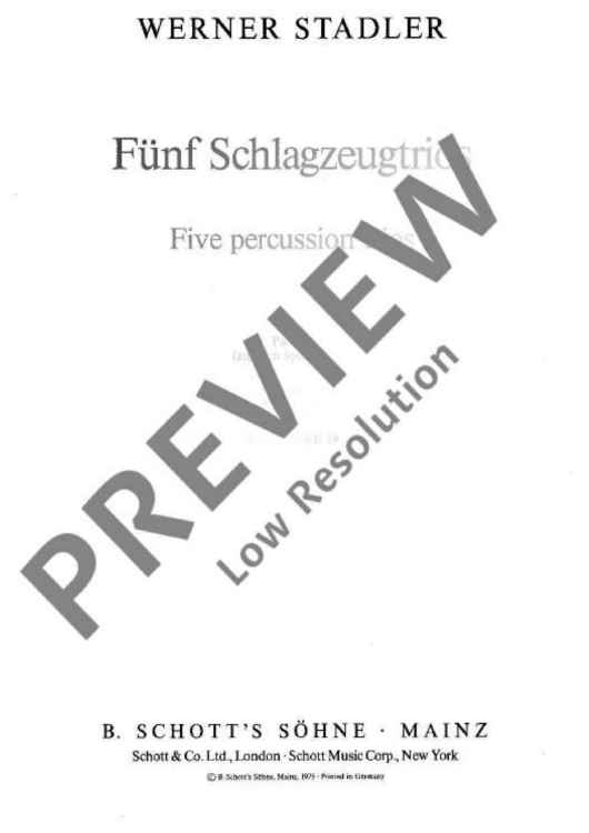 5 Schlagzeugtrios - Score (also Performing Score)