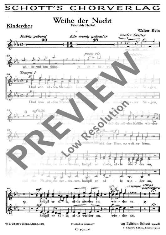 Weihe der Nacht - Choral Score