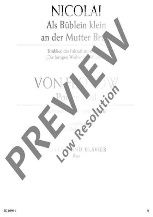 Als Büblein klein an der Mutterbrust / Porter-Lied