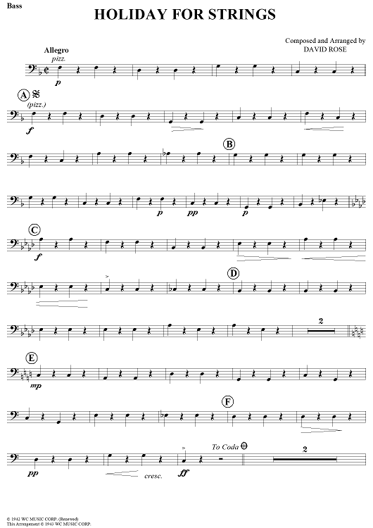 Holiday for Strings - Bass