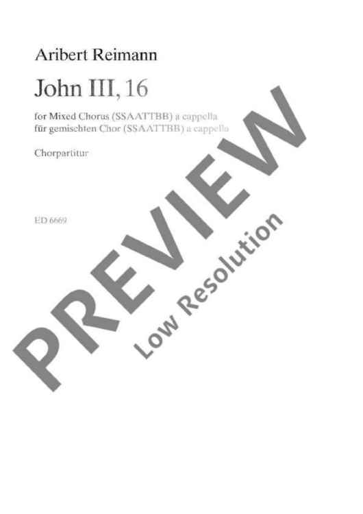 John III, 16 - Choral Score