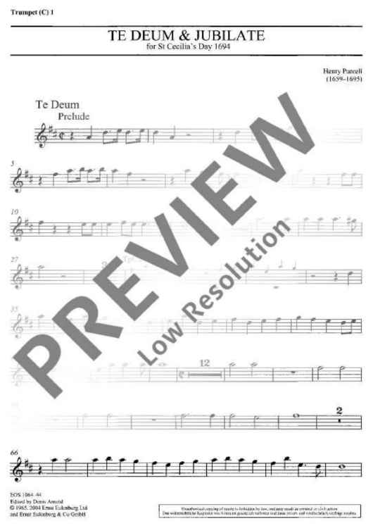 Te Deum and Jubilate in D major - Trumpet I