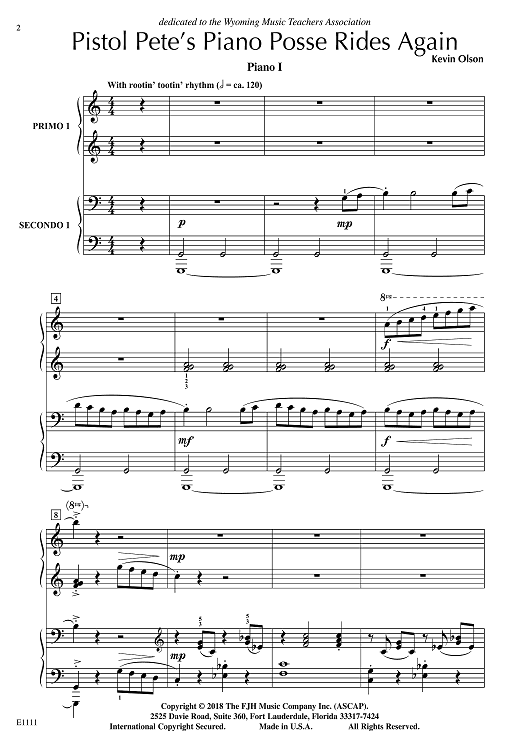 Pistol Pete's Piano Posse Rides Again - Piano 1