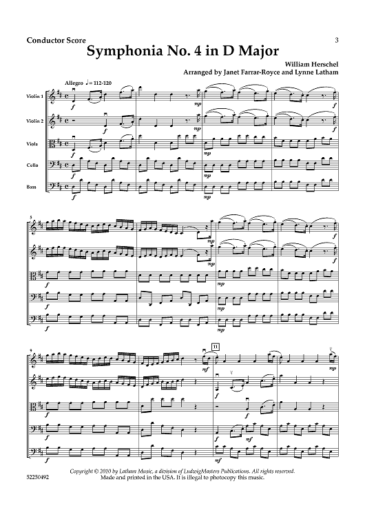 Symphonia No. 4 in D Major - for String Orchestra - Score