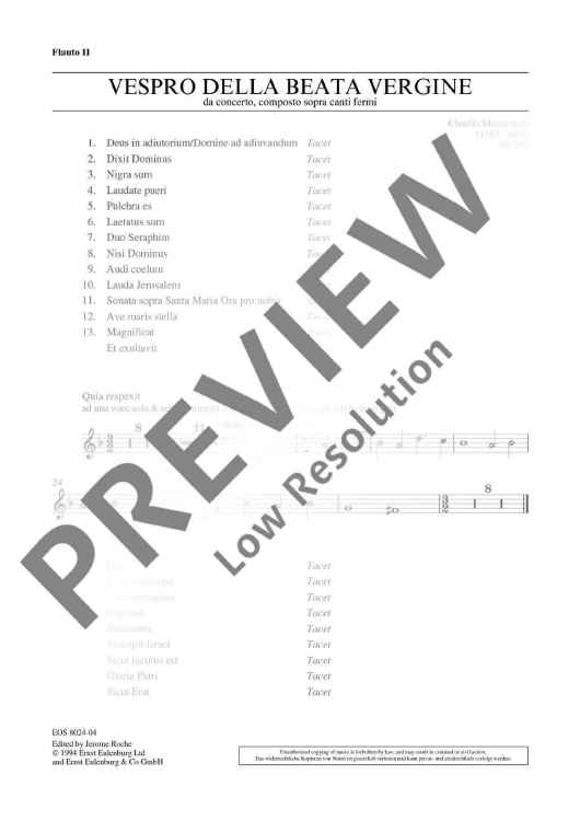 Vespro della Beata Vergine - Flauto Ii