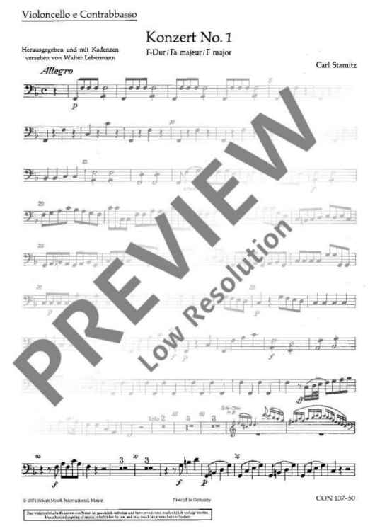 Concerto No. 1 F major - Violoncello/double Bass