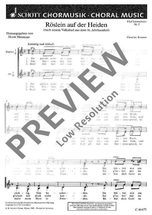 Fünf Liebeslieder - Choral Score