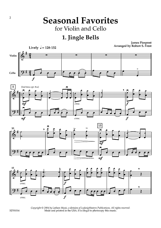 Seasonal Favorites for Violin and Cello