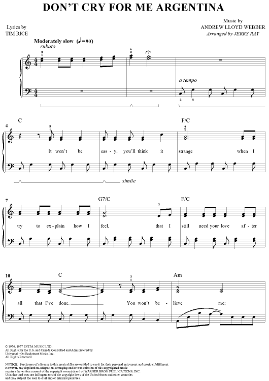 Don't Cry For Me Argentina