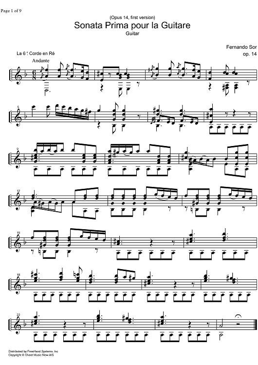 Sonata Prima pour la Guitare Op.14