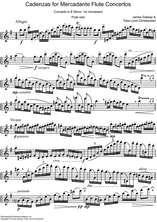 Cadenza Concerto e minor 1st and 3rd movements - Flute