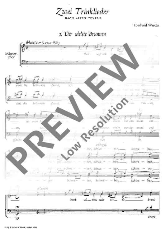 Zwei Trinklieder - Choral Score