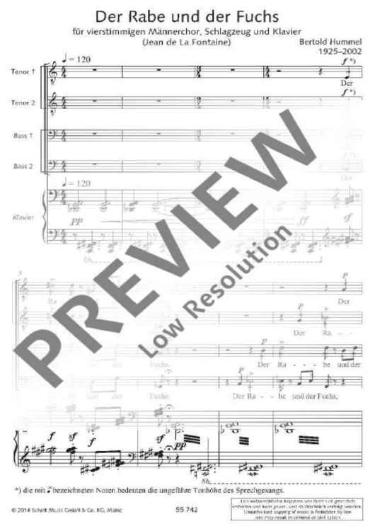 Der Rabe und der Fuchs - Choral Score