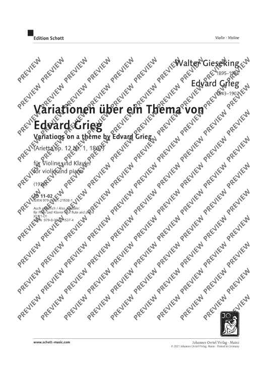 Variations on a theme by Edvard Grieg - Piano Score and Solo Part