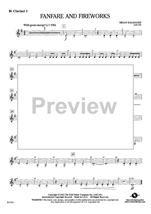 Fanfare and Fireworks - Bb Clarinet 2