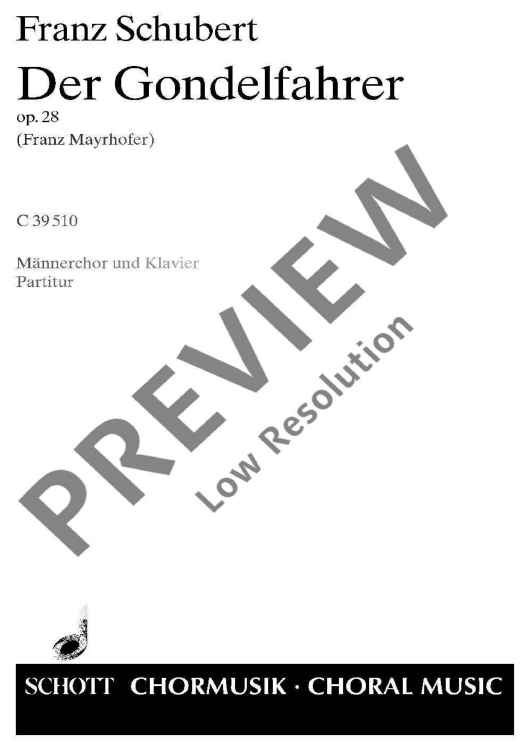 Der Gondelfahrer - Piano Score