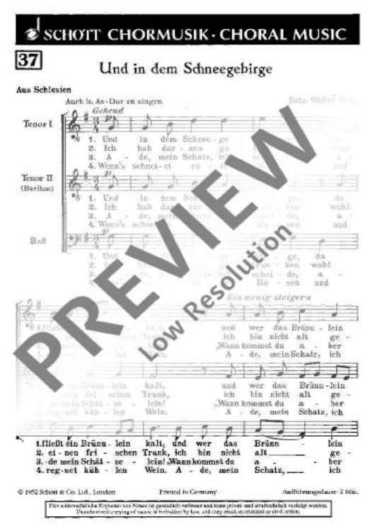 Und in dem Schneegebirge - Choral Score