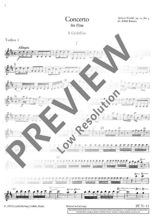 Concerto D Major - Violin I