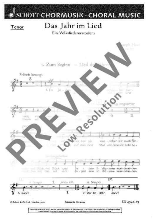 Das Jahr im Lied - Tenor