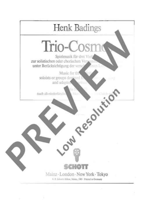 Trio-Cosmos - Score and Parts