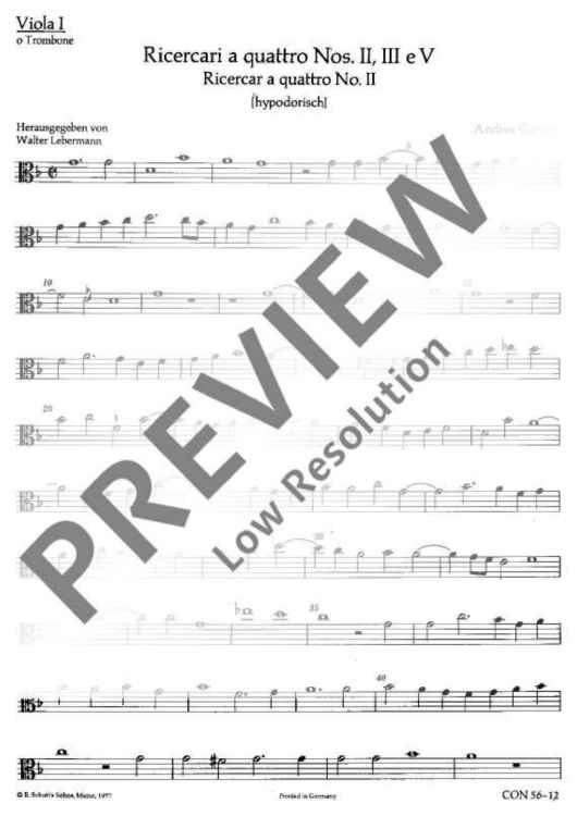 Ricercari a quattro - Viola 1