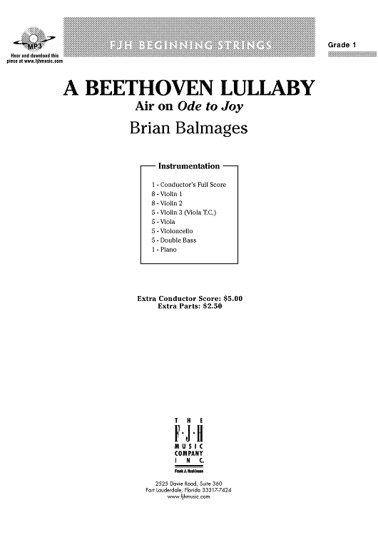 A Beethoven Lullaby - Air on Ode to Joy - Score