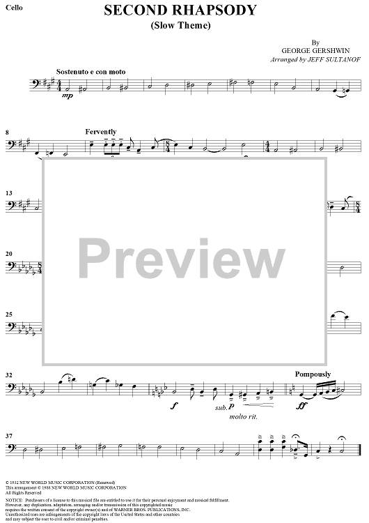 Second Rhapsody - Cello