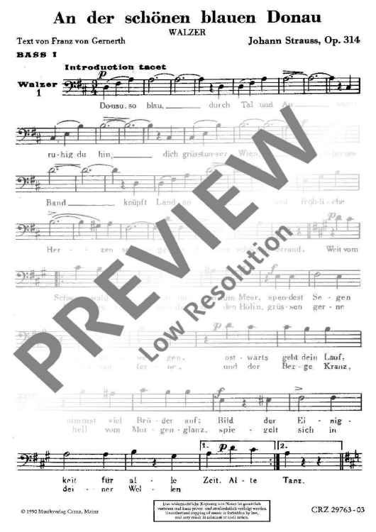 An der schönen blauen Donau - Bass I