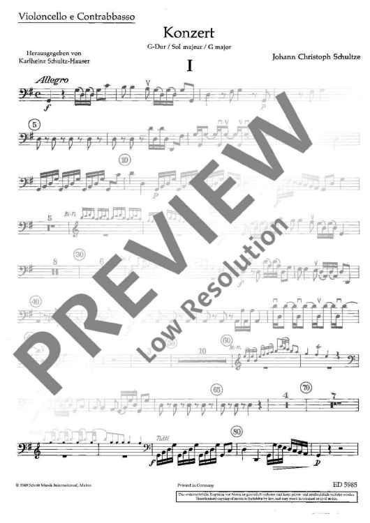 Concerto G Major - Violoncello/double Bass