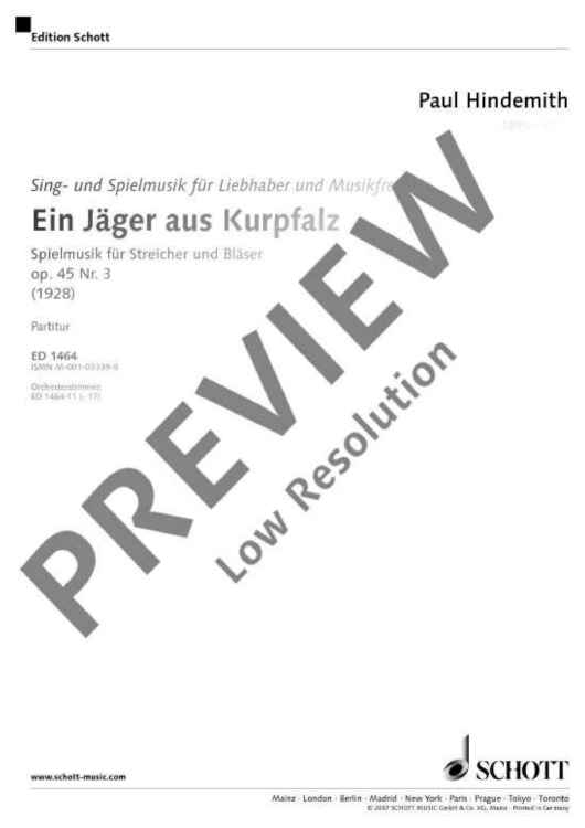 Ein Jäger aus Kurpfalz - Score