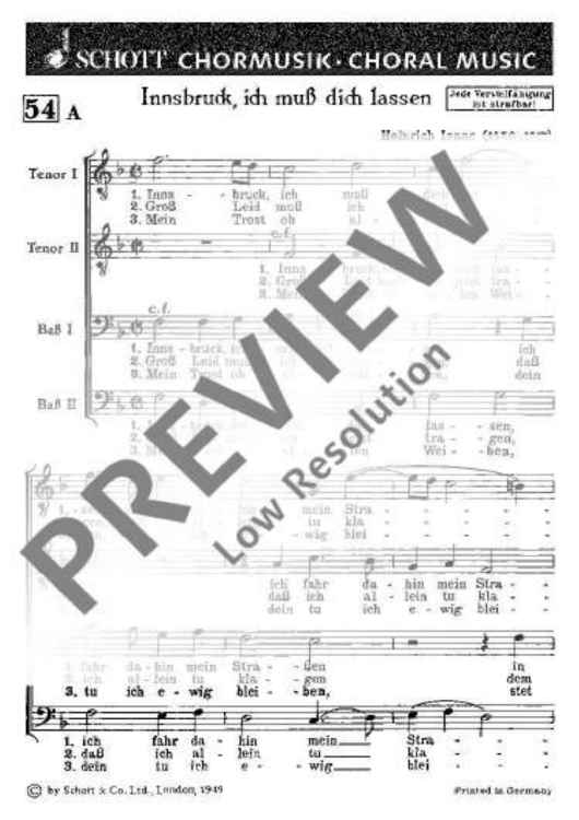 Innsbruck, ich muss dich lassen / Glaube ist der Seele Leben - Choral Score