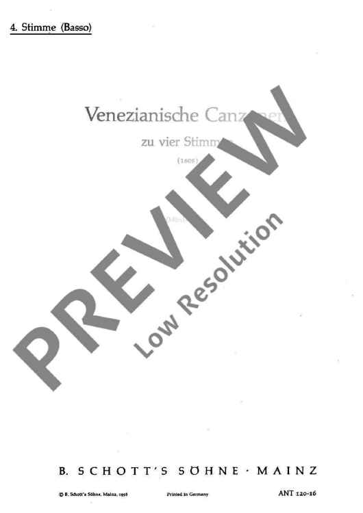Venezianische Canzonen - Part 4, Bass