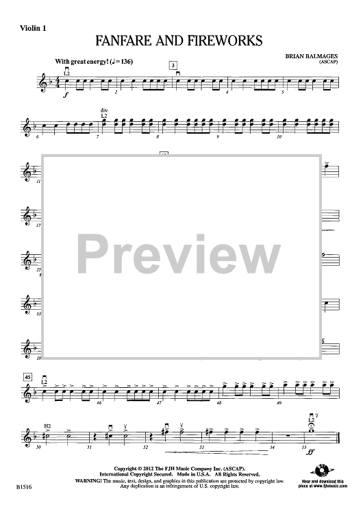 Fanfare and Fireworks - Violin 1