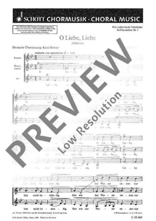 Drei Liebesmadrigale - Choral Score
