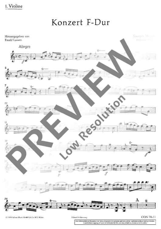 Konzert F-Dur in F major - Violin I
