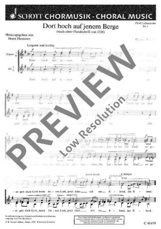 Fünf Liebeslieder - Choral Score