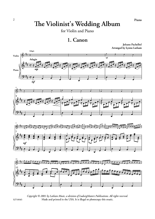 The Violinist's Wedding Album for Violin and Keyboard - Piano